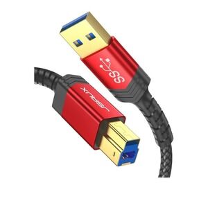 JSAUX USB B 3.0 Cable, USB-A Male to USB-B 3.0 Male (6.6ft/2M) USB 3.0 Type B Up